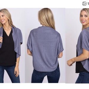 NIC+ZOE shimmer  Blue Open Cacoon Cardigan